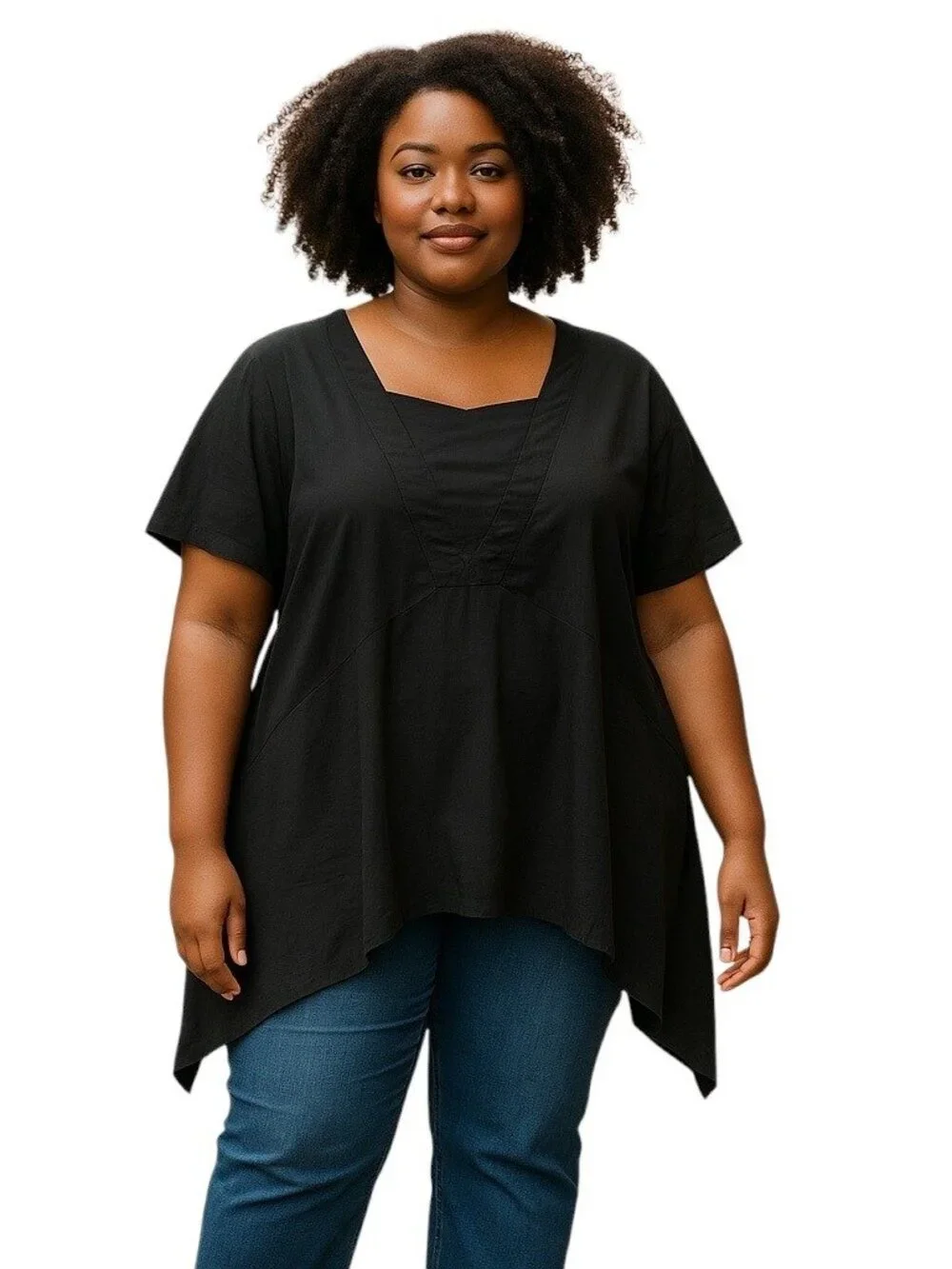 Ellos Linen Tunic Black Size L (18/20) Minimalist Spring Beach Coastal Vacation - Picture 1 of 13